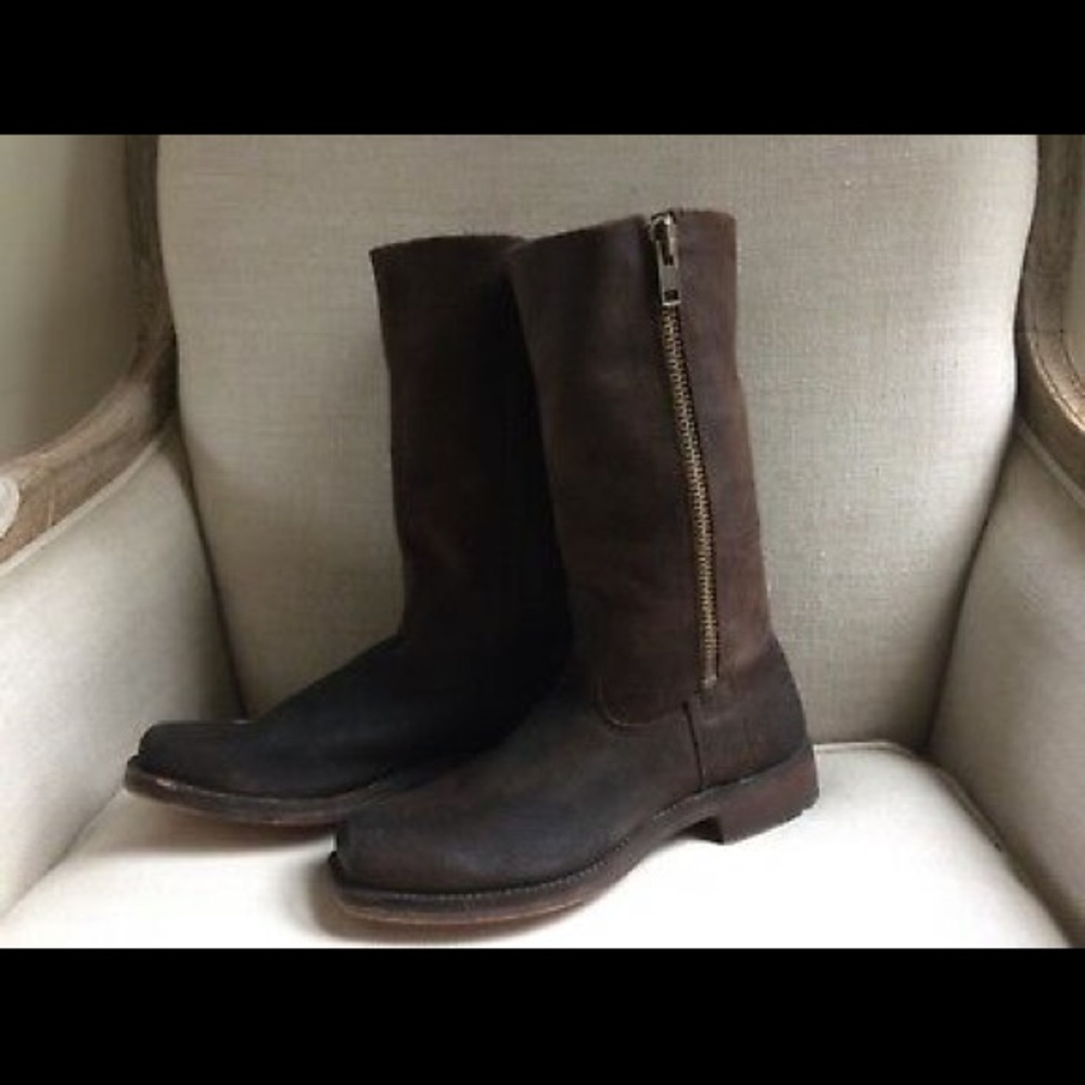 Frye Boots Brown Suede Moto Biker Heath Men’s 8.5